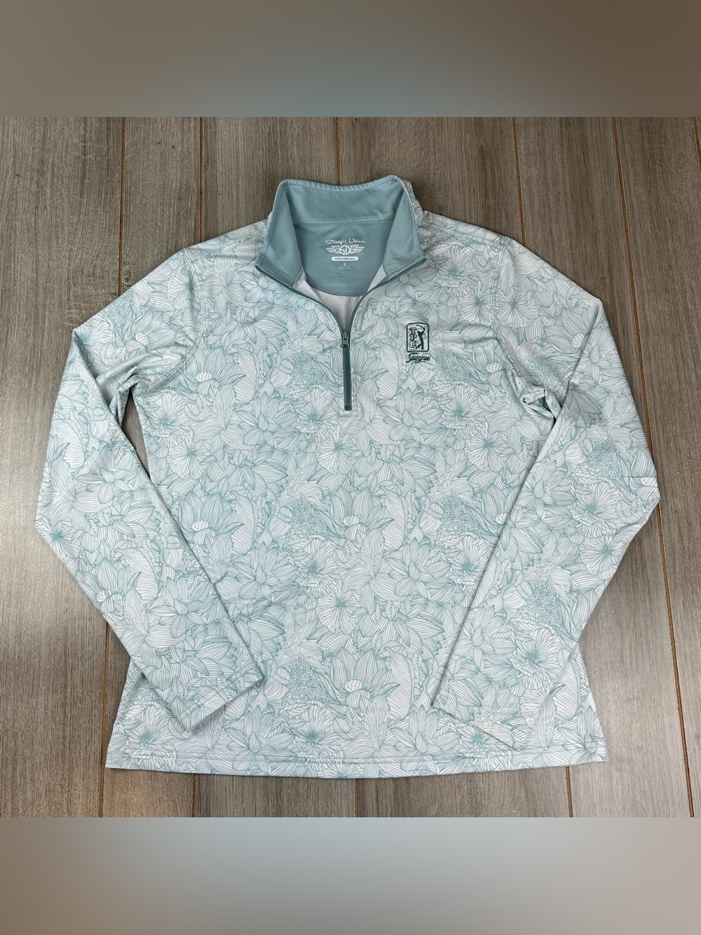 TPC Sawgrass 1/4 Zip Pullover Womans L Floral Green